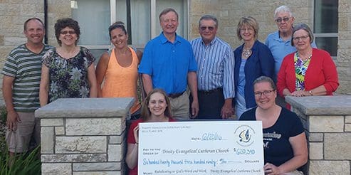 Trinity Lutheran Church campaign check presentation.