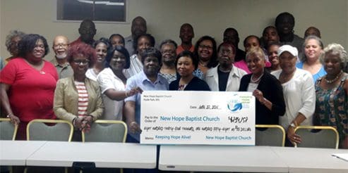 New Hope Baptist Church campaign check presentation.