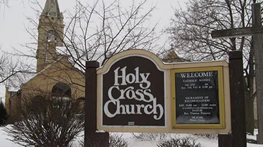 Holy Cross Catholic Church, Kaukauna, WI sign