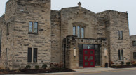 Front entrance of Holy Spirit Catholic Church in Indianapolis, IN