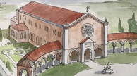 Watercolor of new Sacred Heart Catholic Church, Vidalia, GA