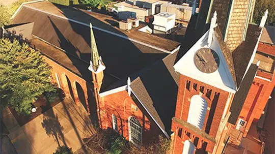 Federated Church, Chagrin Falls, OH rooftop view.