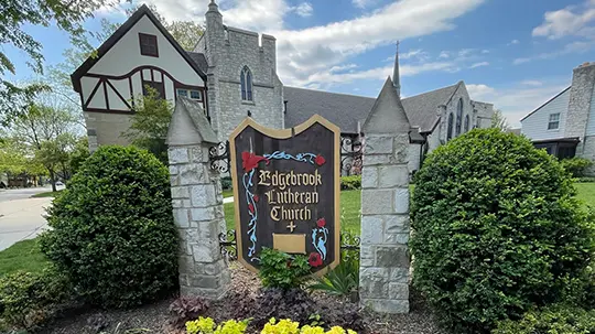 The front sign of Edgebrook Lutheran Church, Chicago, IL, that just completed a successful captial campaign led by Walsh & Associates, Church Capital Campaign Specialists