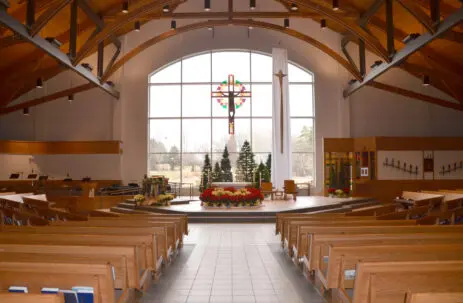 The beautiful interior of St Mary of Vernon Catholic Church that held a capital campaign led by Walsh & Associates, Church Capital Campaign Specialists