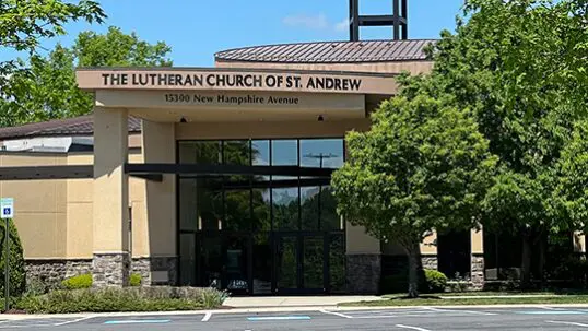 The Lutheran Church of St Andrew, Silver Spring, ML front entrance