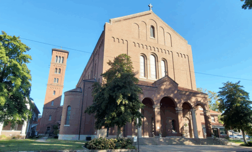 Saint Benedict Cathedral, Evansville, IL, exterior during their capital campaign goal led by Walsh & Associates, Church Capital Campaign