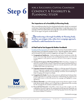 PDF document of Step 6 For A Successful Church Capital Campaign, Conduct A Feasibility & Planning Study