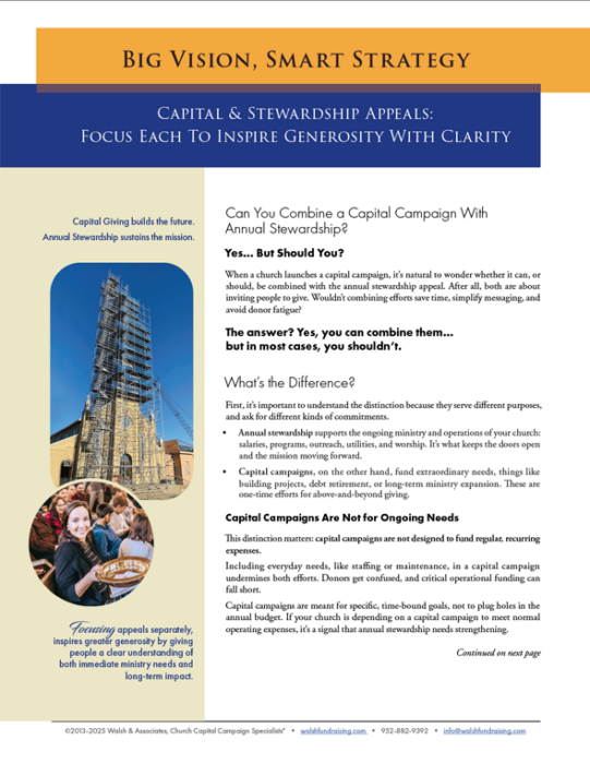 Capital & Stewardship Appeals: Focus Each to Inspire Generosity With Clarity