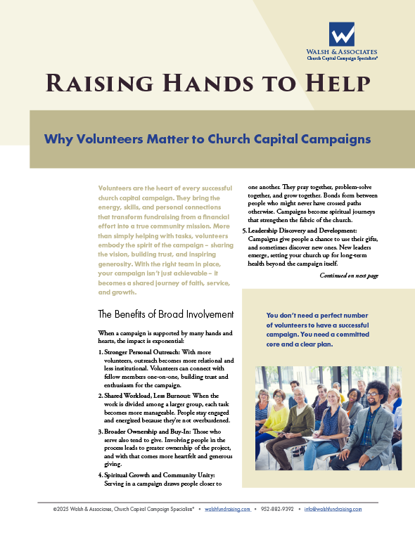 Why Volunteers Matter To Church Capital Campaigns