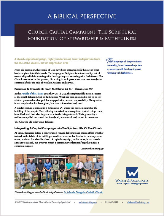 Image for A Biblical Perspective on Church Capital Campaigns: Faithfulness in Stewardship by Walsh & Associates, Church Capital Campaign Specialists